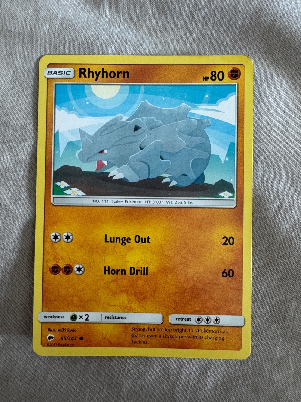 Pokemon Rhyhorn Trading Card